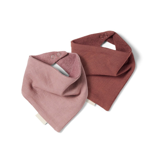 nuuroo Acile terry bib - 2 pack bib wear Mahogany/Woodrose