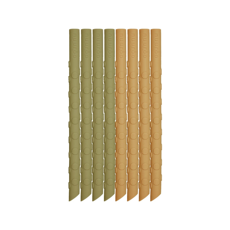 nuuroo Ada silicone straw 8-pack Straw Olive green / Dusty yellow