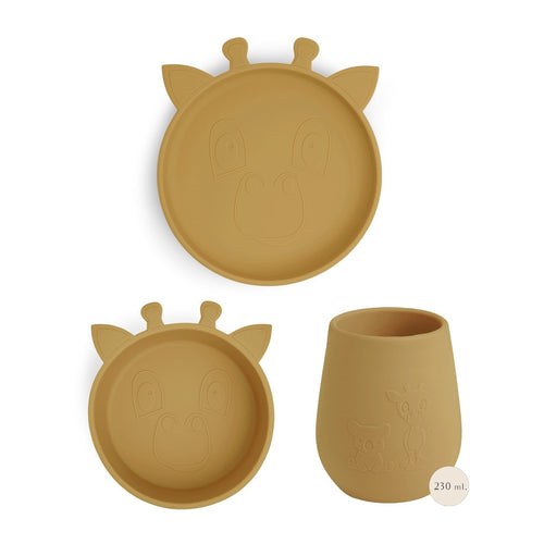 nuuroo Bo silicone dinner set 3-pack Dinner set Dusty yellow