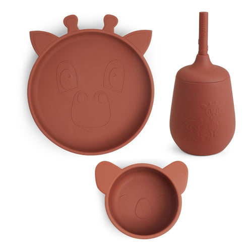 nuuroo Dian silicone dinner set 3-pack Dinner set Mahogany