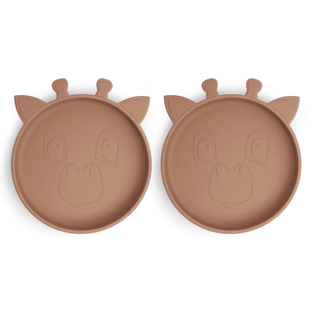 nuuroo Akila silicone plate 2-pack Giraf Plate Chocolate malt