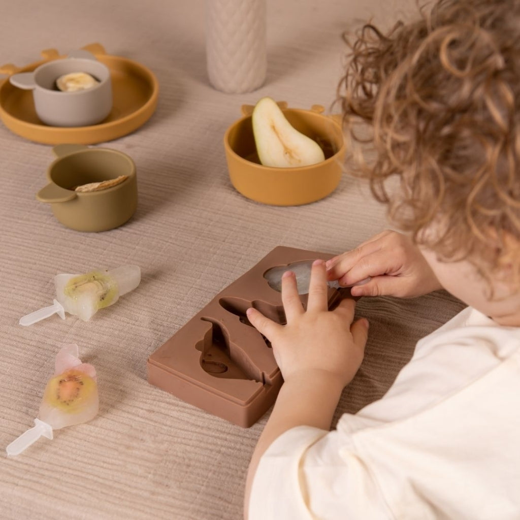 nuuroo Alex silicone deep plate 2-pack Giraf Deep plate Dusty yellow