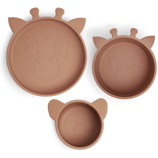 nuuroo Benni silicone dinner set 3-pack Dinner set Chocolate malt