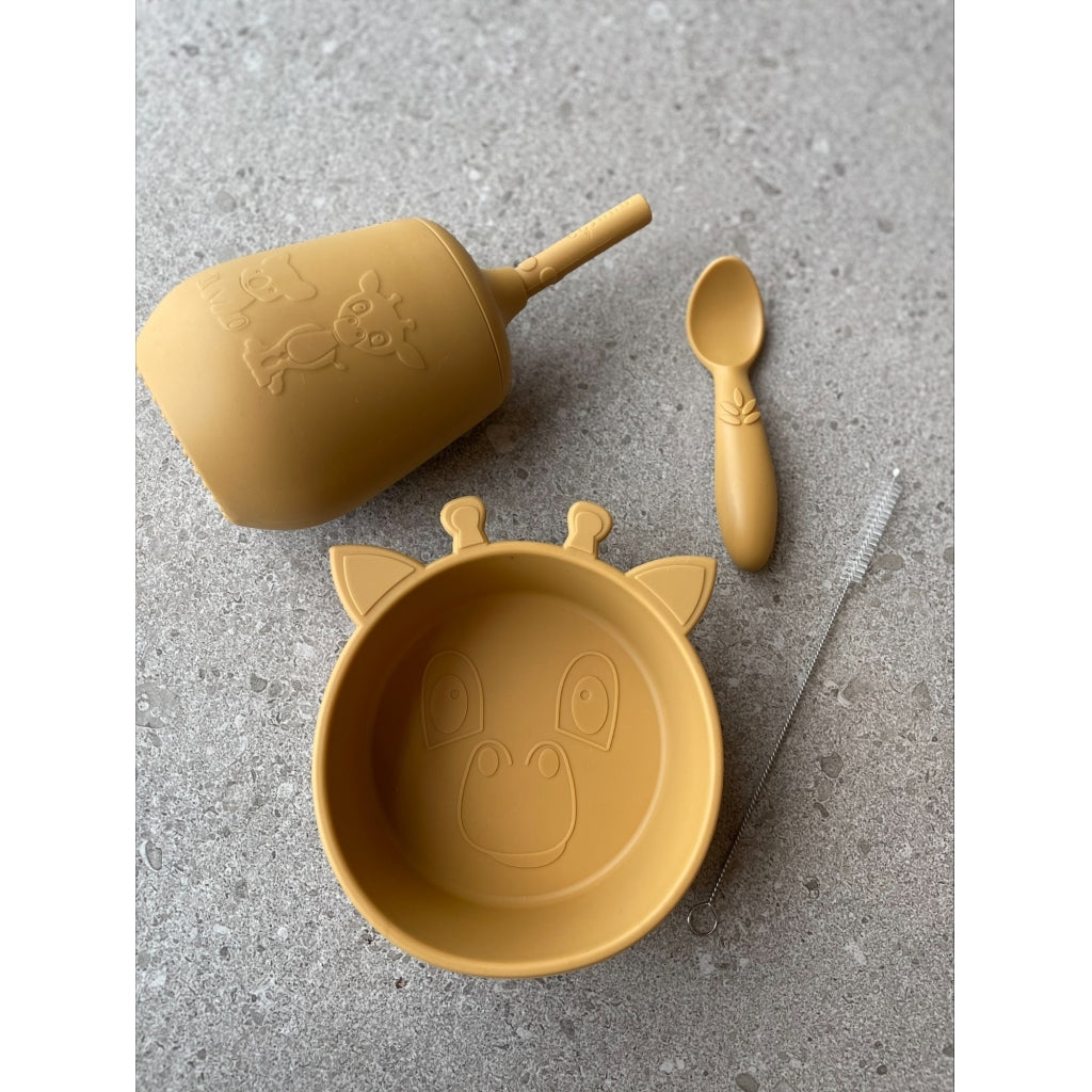 nuuroo Blue silicone dinner set 3-pack Dinner set Dusty yellow