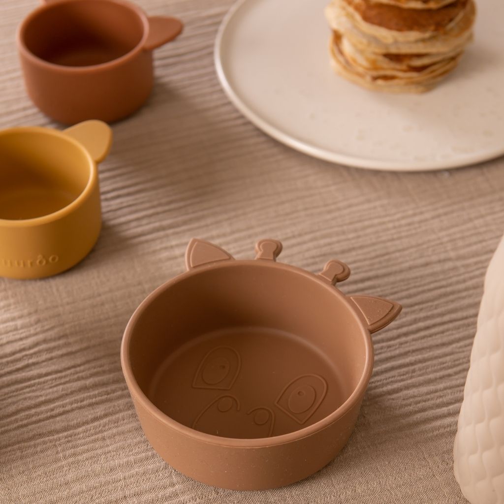 nuuroo Blue silicone dinner set 3-pack Dinner set Chocolate malt