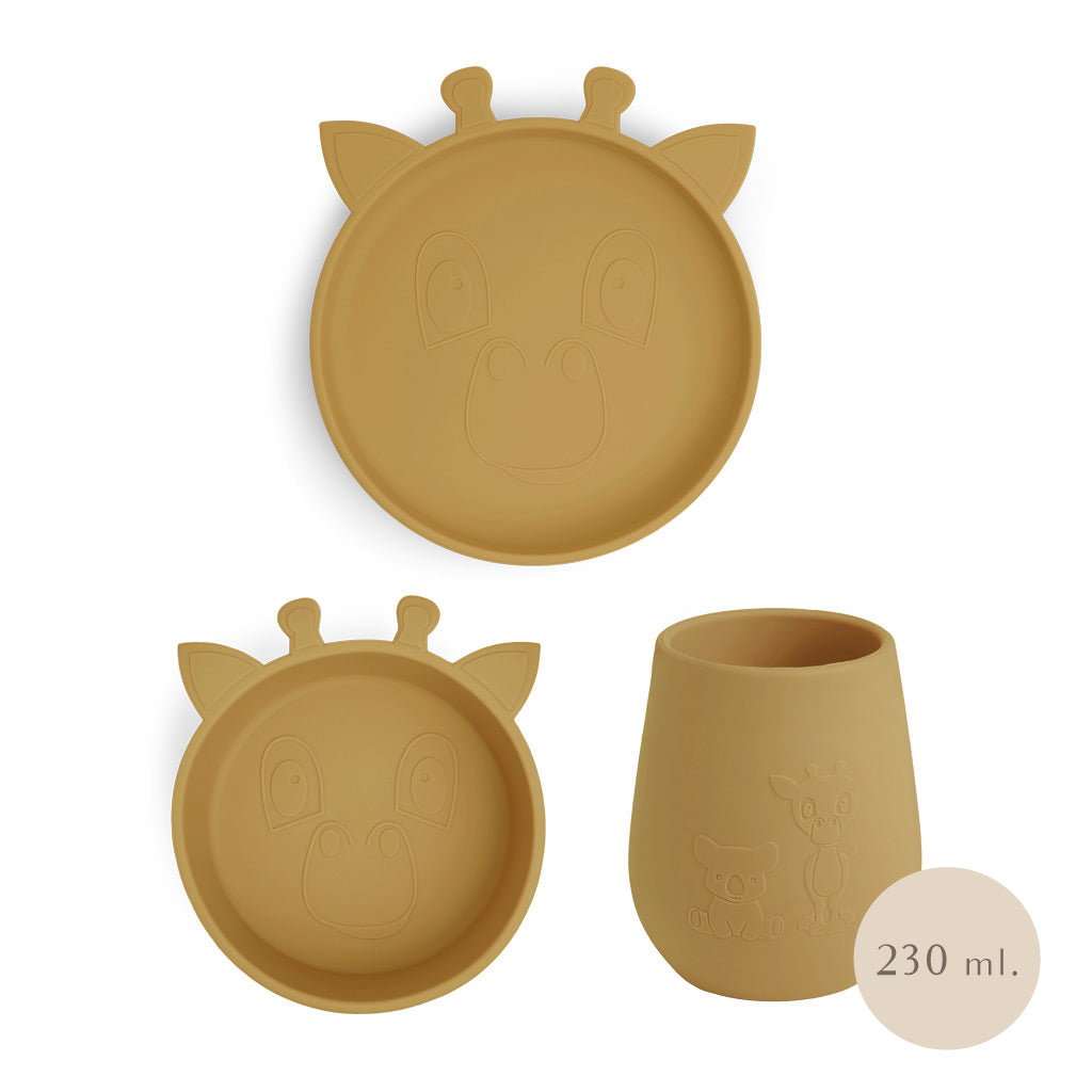 nuuroo Bo silicone dinner set 3-pack Dinner set Dusty yellow