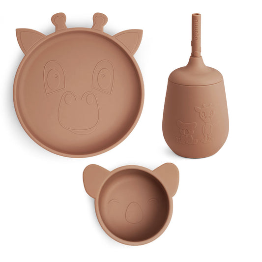 nuuroo Dian silicone dinner set 3-pack Dinner set Chocolate malt