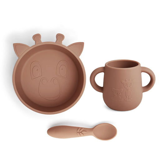nuuroo Ebba silicone dinner set 3-pack Dinner set Chocolate malt