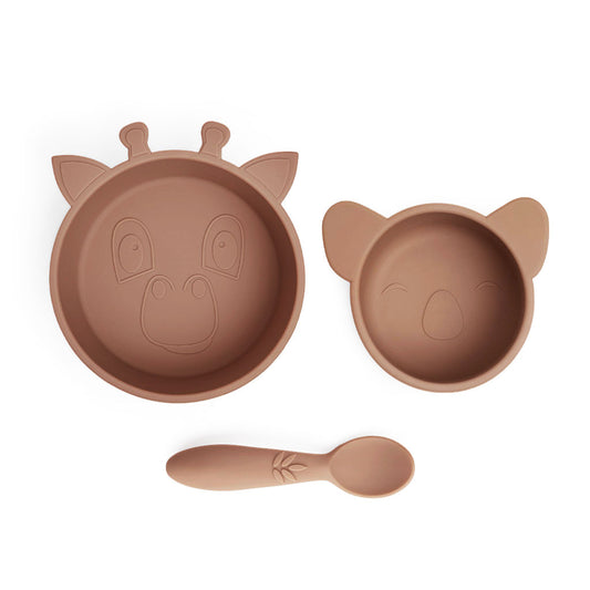 nuuroo Eddy silicone dinner set 3-pack Dinner set Chocolate malt