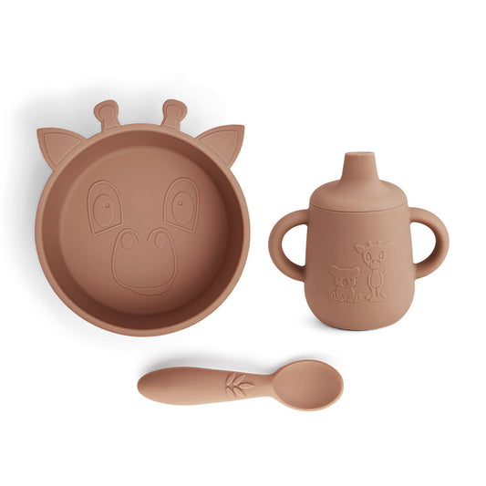 nuuroo Elias silicone dinner set 3-pack Dinner set Chocolate malt