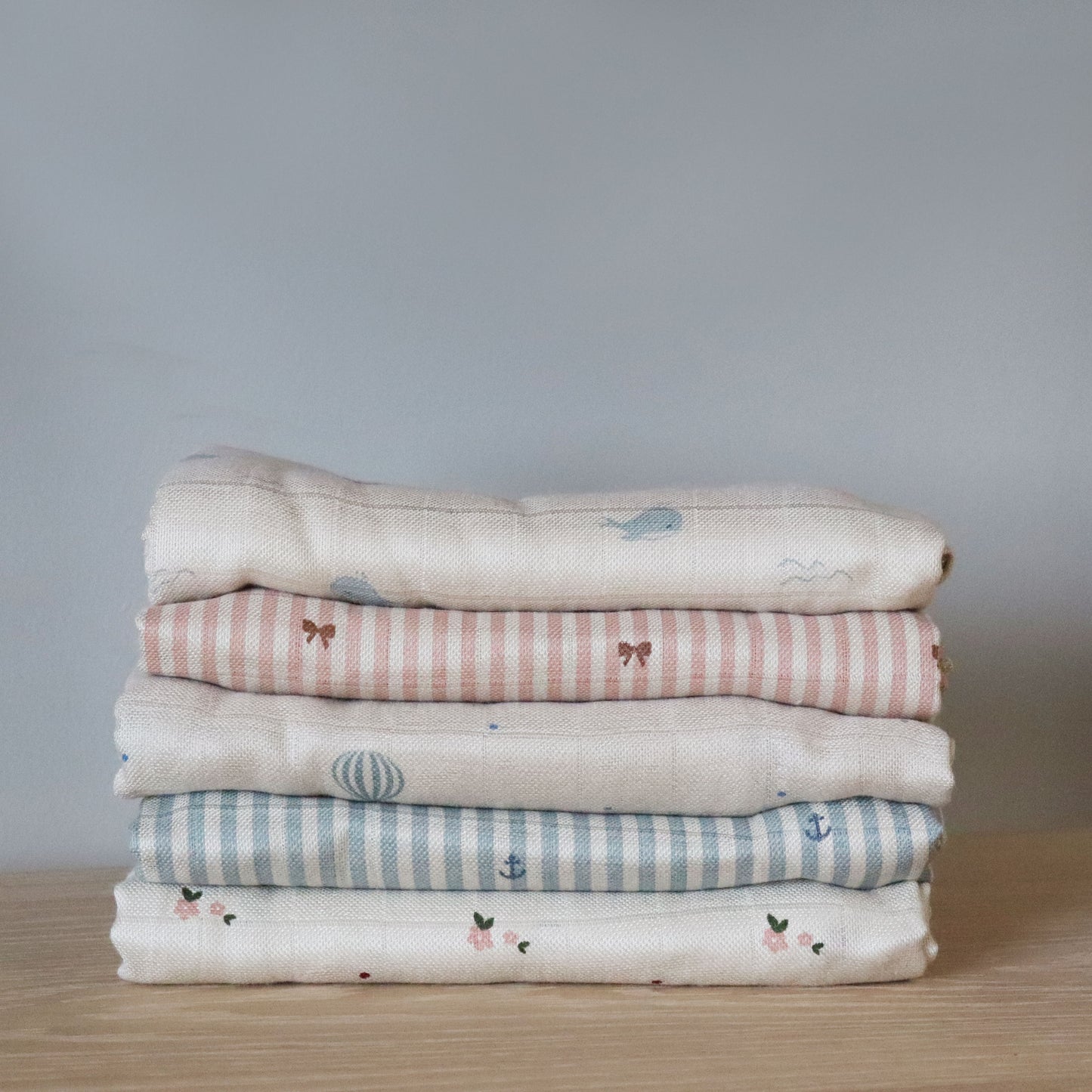 nuuroo Josefine bamboo muslin cloth 2-pack Muslin cloth Stripe anchor