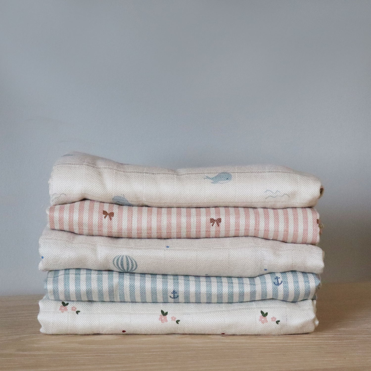 nuuroo Josefine bamboo muslin cloth 2-pack Muslin cloth Stripe anchor