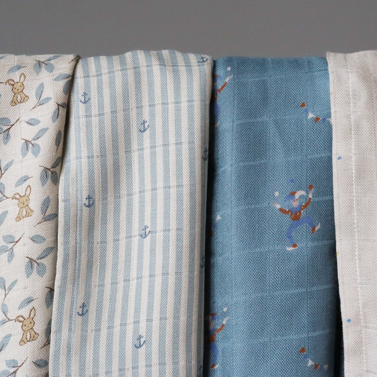 nuuroo Josefine bamboo muslin cloth 2-pack Muslin cloth Stripe anchor