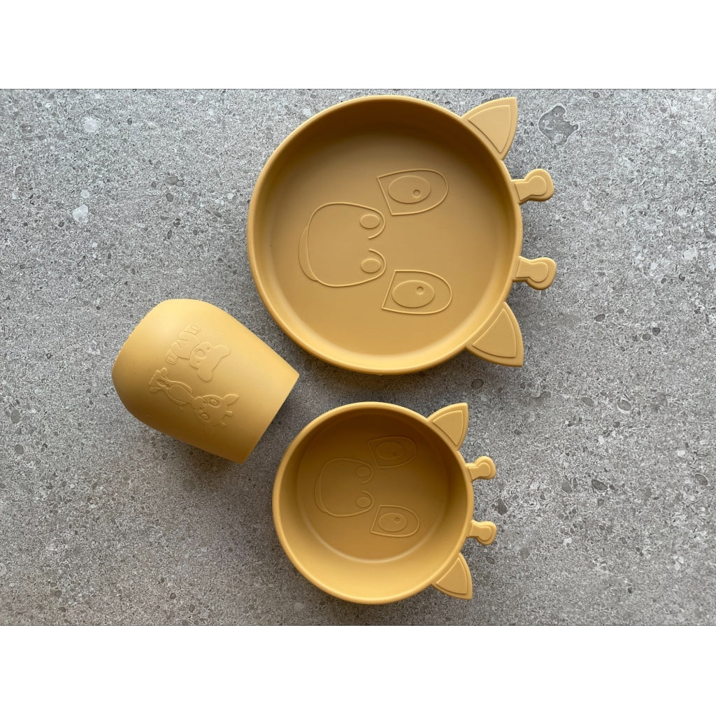 nuuroo Judi silicone dinner set 3-pack Giraf Dinner set Dusty yellow