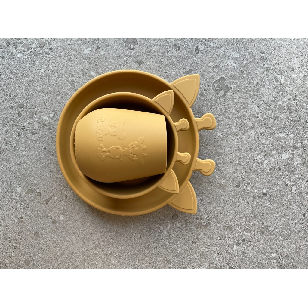 nuuroo Judi silicone dinner set 3-pack Giraf Dinner set Dusty yellow