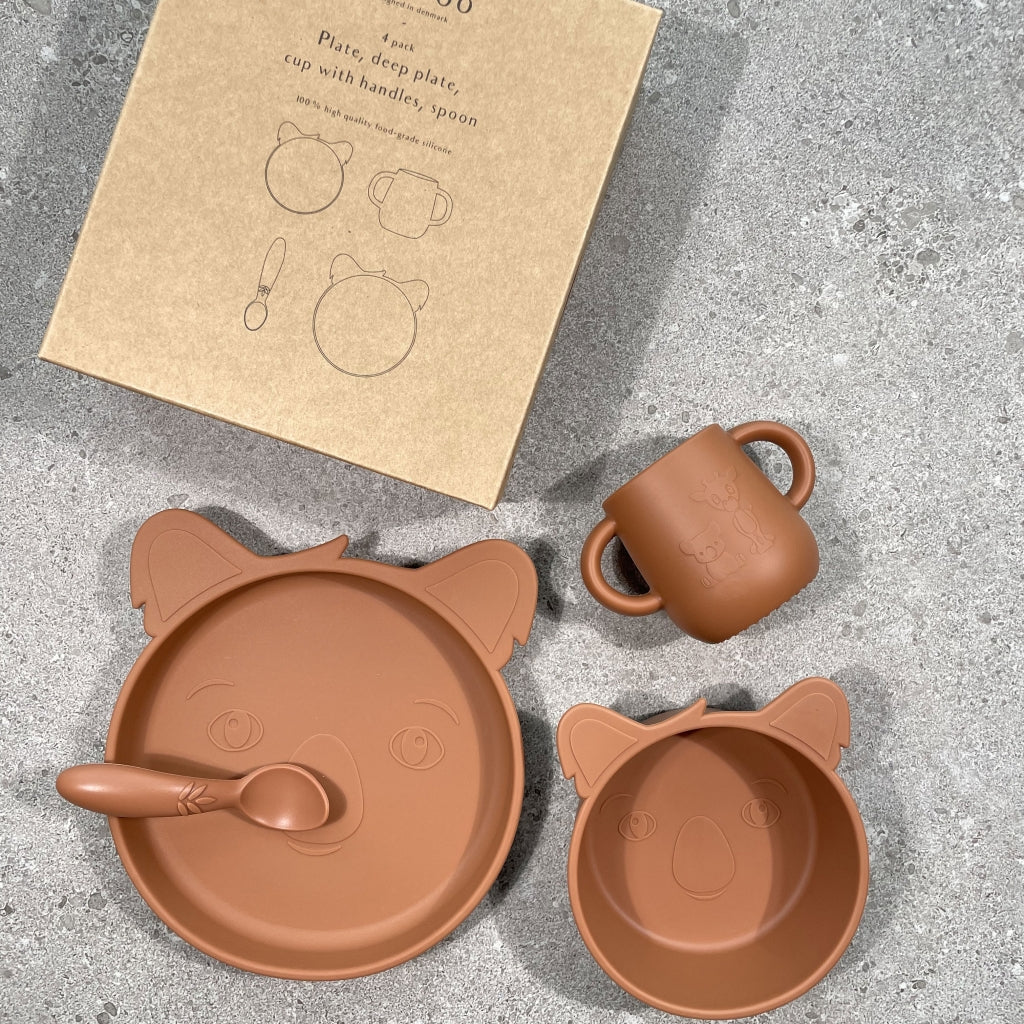 nuuroo Lykke silicone dinner set - 4 pack Dinner set Caramel Café