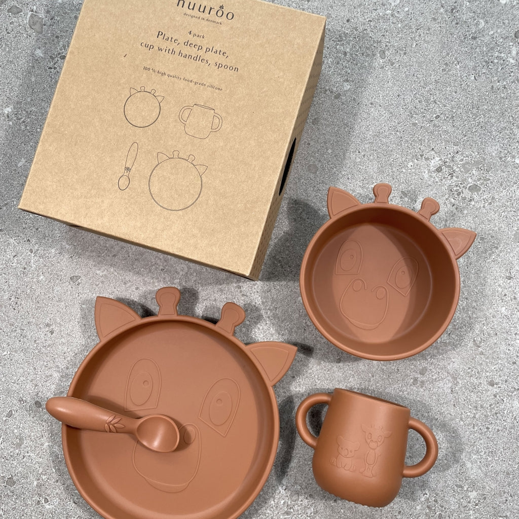nuuroo Lykke silicone dinner set - 4 pack Dinner set Caramel Café