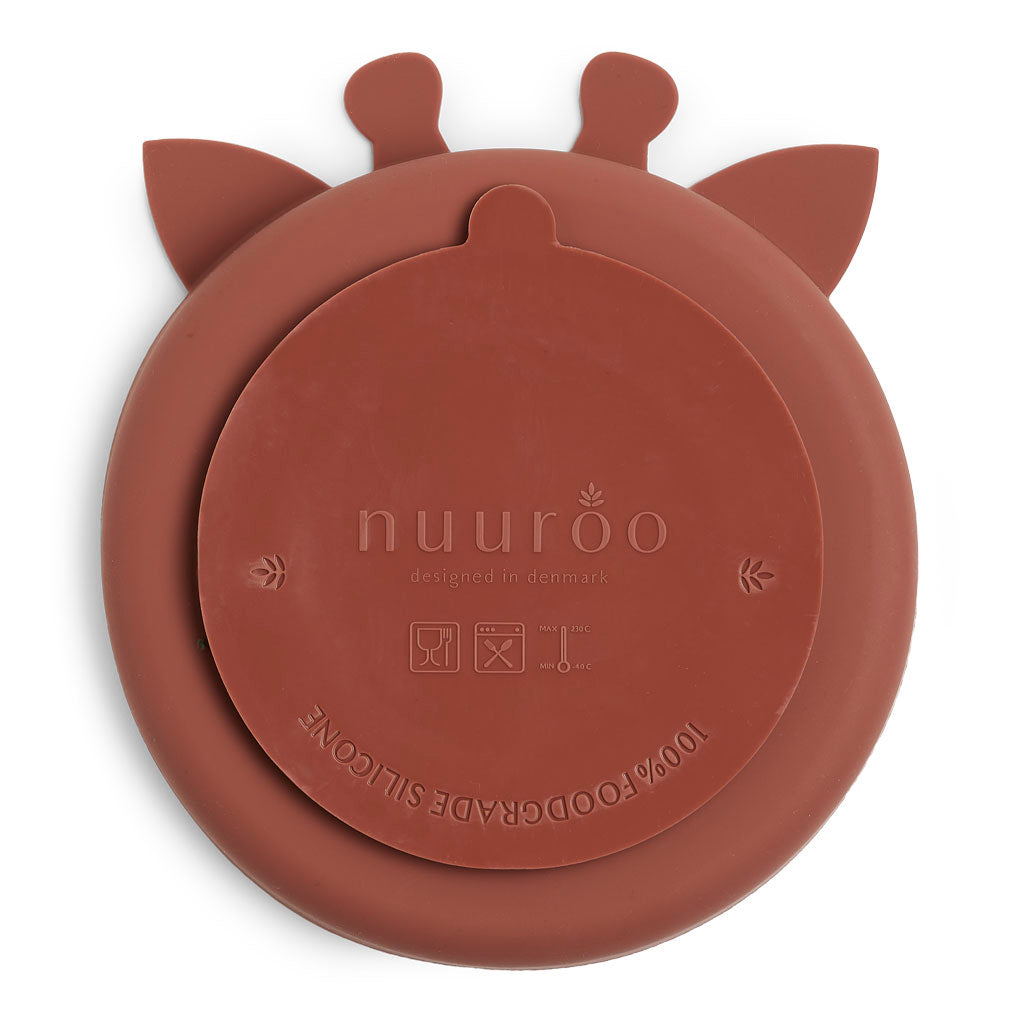 nuuroo Orla silicone divided plate Giraffe Plate Mahogany