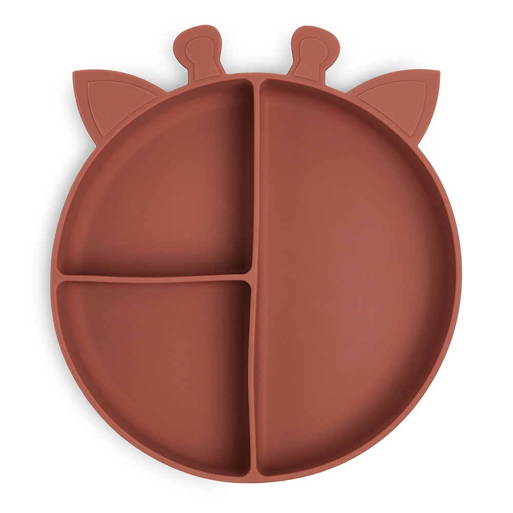 nuuroo Orla silicone divided plate Giraffe Plate Mahogany