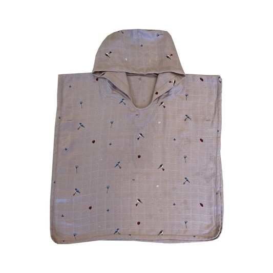 nuuroo Petú Petú - Mason muslin poncho Poncho Flower bird
