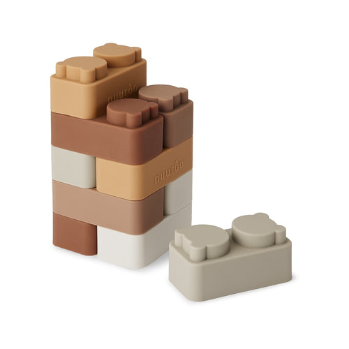 nuuroo Pile silicone building bricks - 10 pcs. Toy Brown color mix