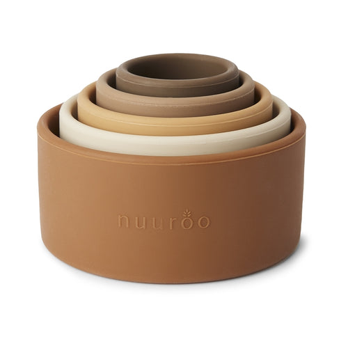 nuuroo Vanja silicone stacking tower Toy Brown color mix