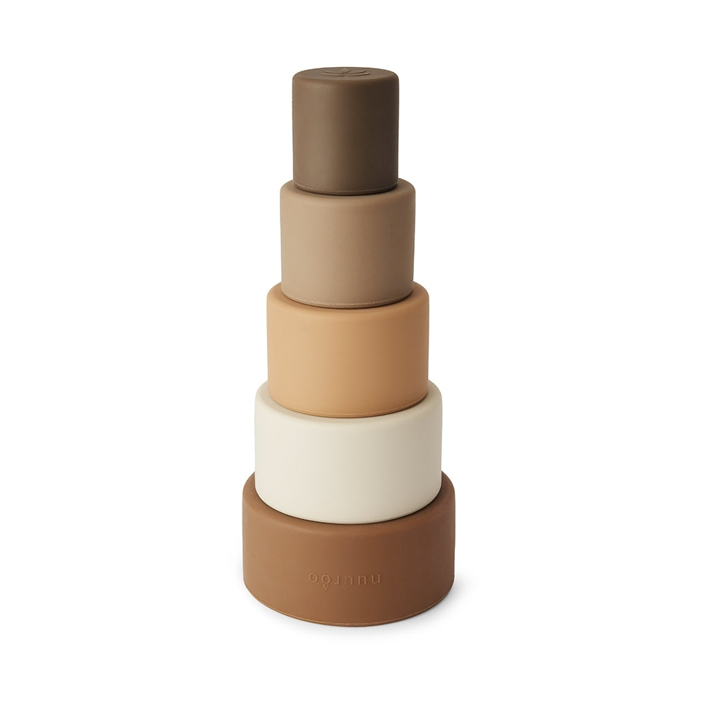 nuuroo Vanja silicone stacking tower Toy Brown color mix