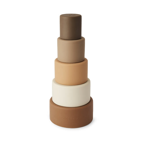 nuuroo Vanja silicone stacking tower Toy Brown color mix