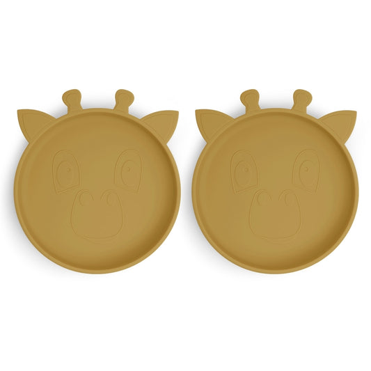 nuuroo Akila silicone plate 2-pack Giraf Plate Dusty yellow