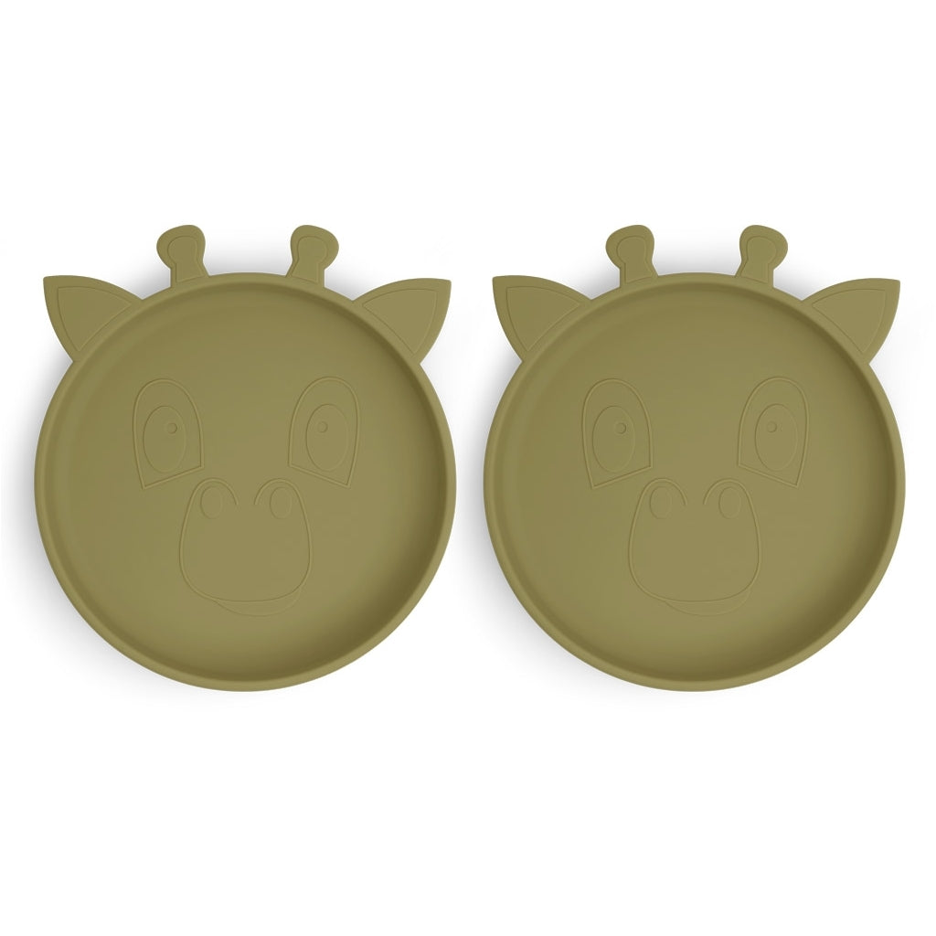 nuuroo Akila silicone plate 2-pack Giraf Plate Olive green