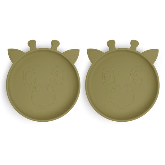 nuuroo Akila silicone plate 2-pack Giraf Plate Olive green