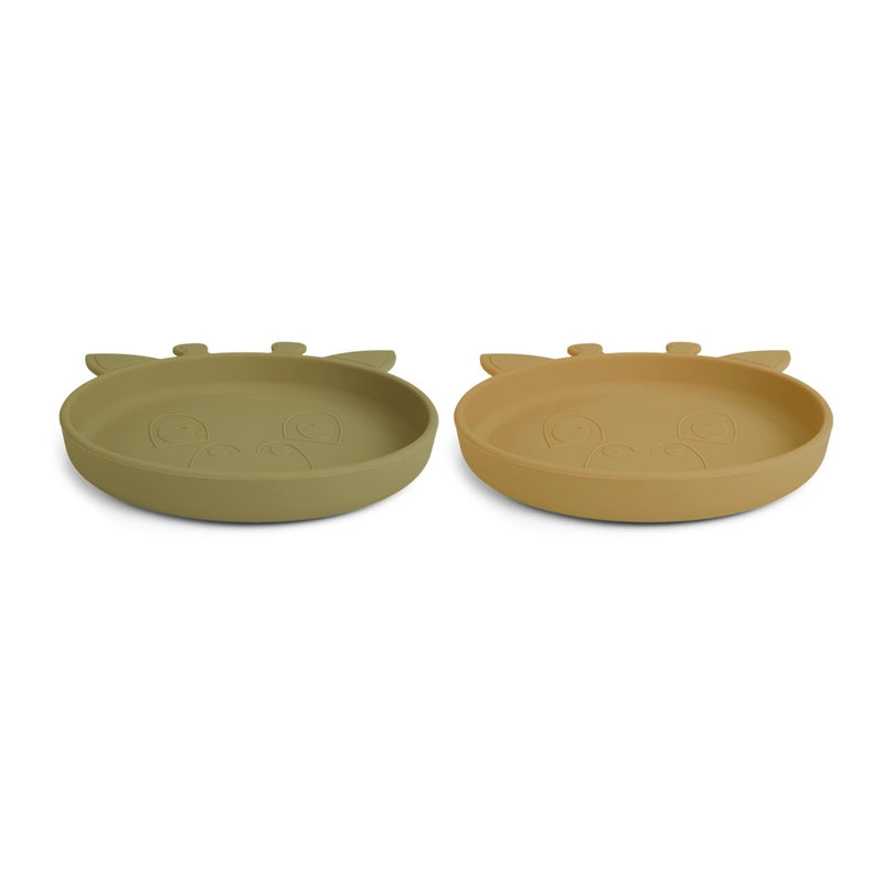 nuuroo Akila silicone plate 2-pack Giraf Plate Olive green / Dusty yellow