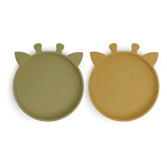 nuuroo Akila silicone plate 2-pack Giraf Plate Olive green / Dusty yellow