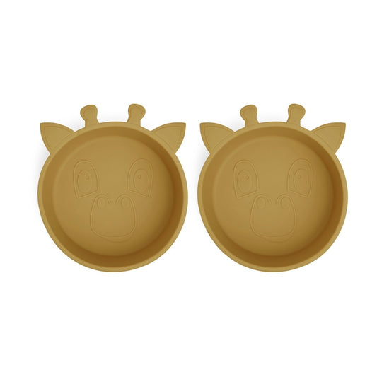 nuuroo Alex silicone deep plate 2-pack Giraf Deep plate Dusty yellow