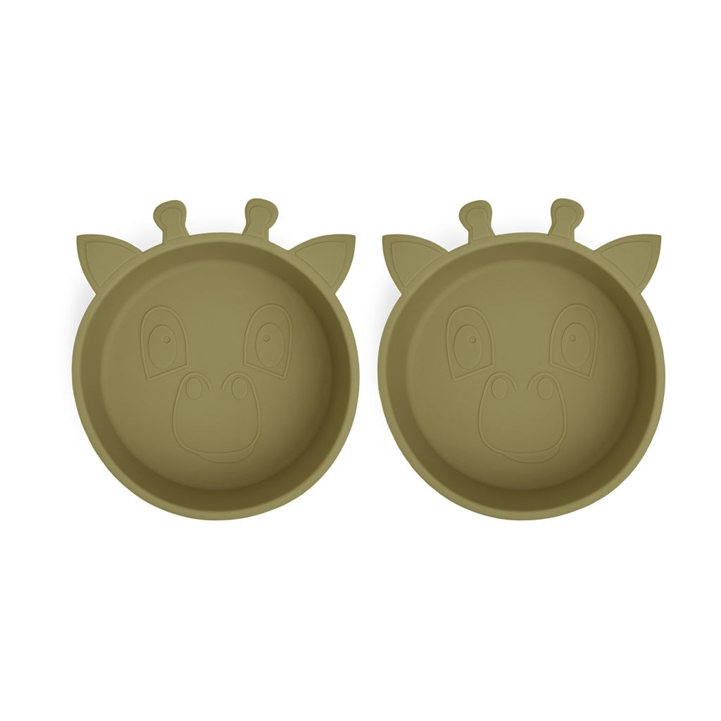 nuuroo Alex silicone deep plate 2-pack Giraf Deep plate Olive green