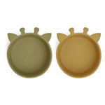 nuuroo Alex silicone deep plate 2-pack Giraf Deep plate Olive green / Dusty yellow