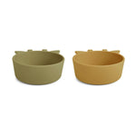 nuuroo Alex silicone deep plate 2-pack Giraf Deep plate Olive green / Dusty yellow