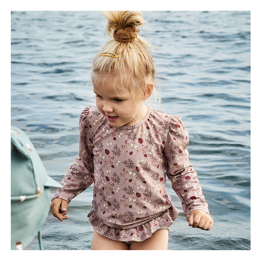 nuuroo Anne Tee LS Swimwear Sand - Flower bee