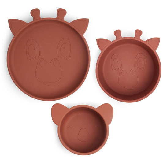 nuuroo Benni silicone dinner set 3-pack Dinner set Mahogany