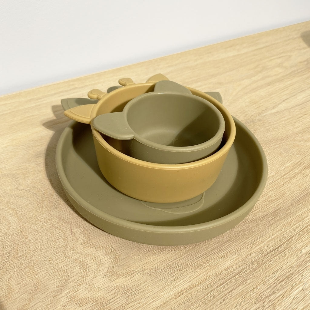 nuuroo Benni silicone dinner set 3-pack Dinner set Olive green