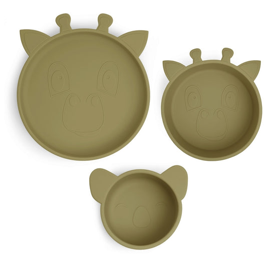 nuuroo Benni silicone dinner set 3-pack Dinner set Olive green