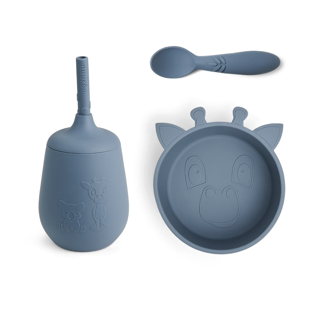 nuuroo Blue silicone dinner set 3-pack Dinner set Bering Sea