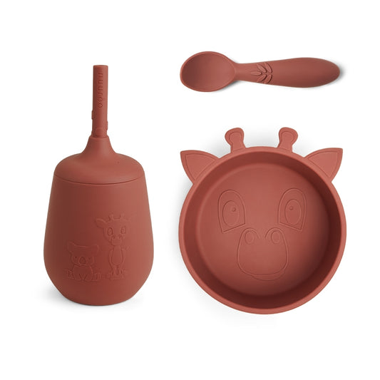 nuuroo Blue silicone dinner set 3-pack Dinner set Mahogany