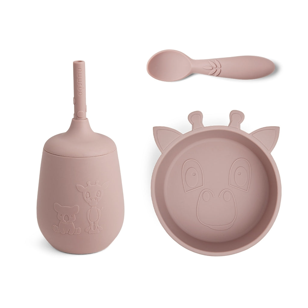 nuuroo Blue silicone dinner set 3-pack Dinner set Woodrose