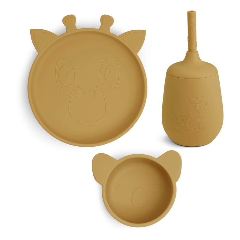 nuuroo Dian silicone dinner set 3-pack Dinner set Dusty yellow