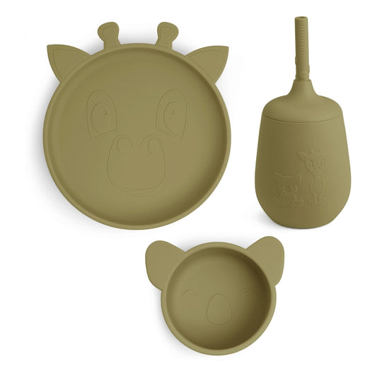 nuuroo Dian silicone dinner set 3-pack Dinner set Olive green