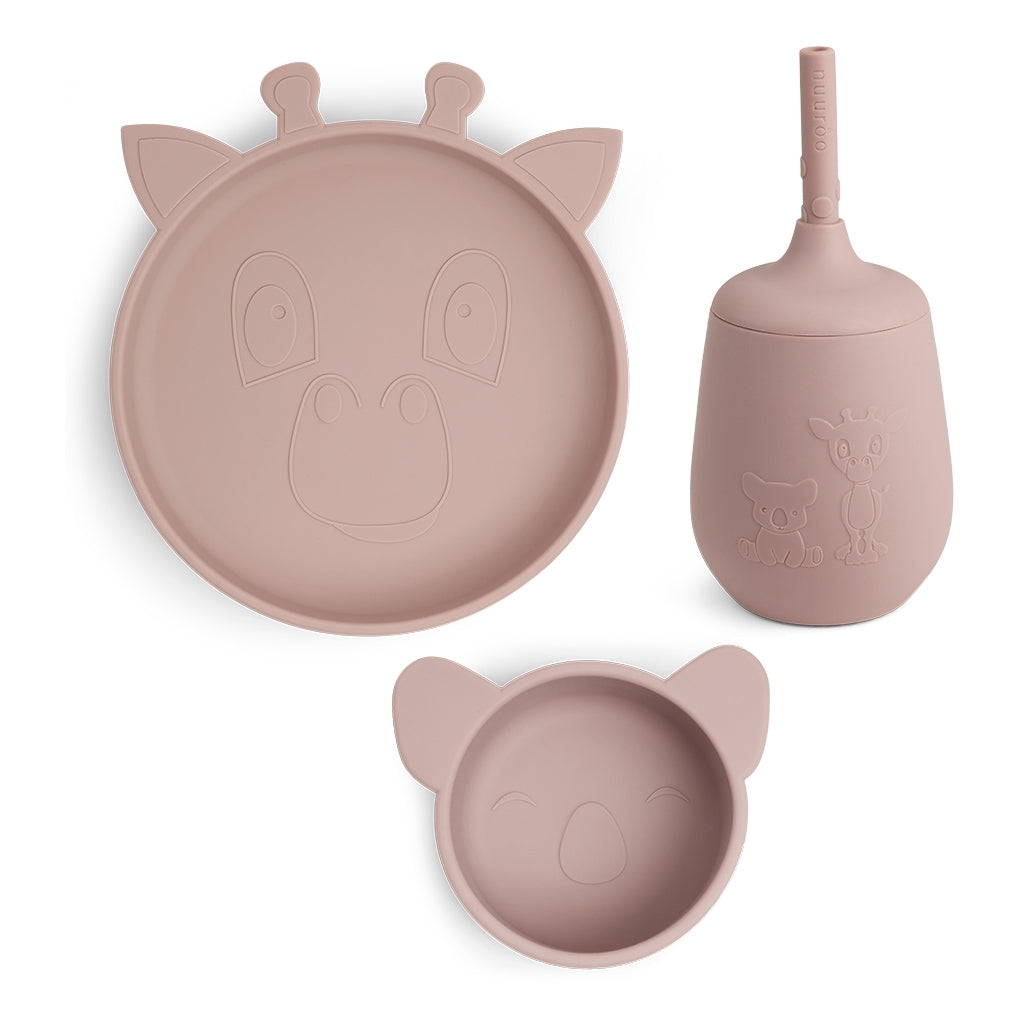 nuuroo Dian silicone dinner set 3-pack Dinner set Woodrose