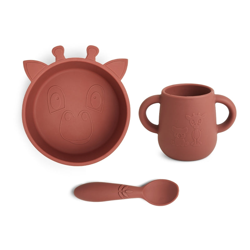 nuuroo Ebba silicone dinner set 3-pack Dinner set Mahogany
