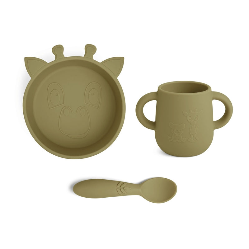 nuuroo Ebba silicone dinner set 3-pack Dinner set Olive green