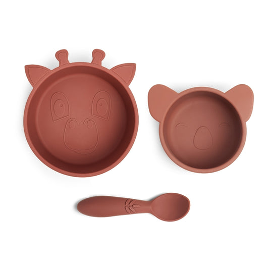 nuuroo Eddy silicone dinner set 3-pack Dinner set Mahogany